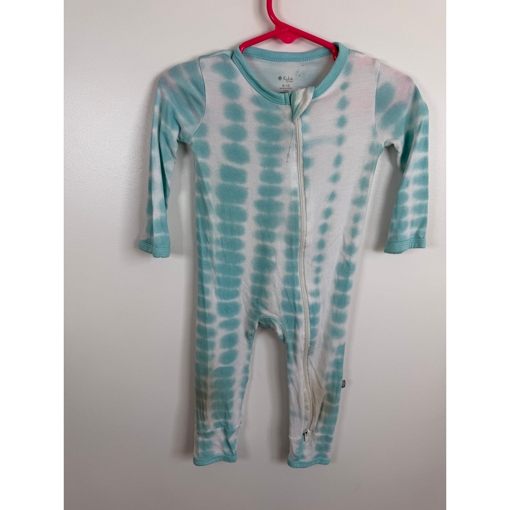 Kyte Baby Teal Tie Dye Bamboo Zipper Romper 6-12 Months